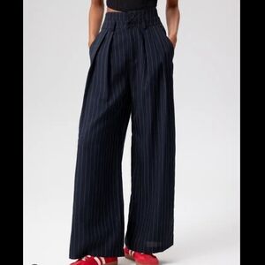 Cider Navy Pinstripe Wide Leg Pants